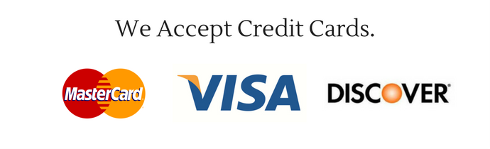 we accept visa, discover, and mastercard credit cards